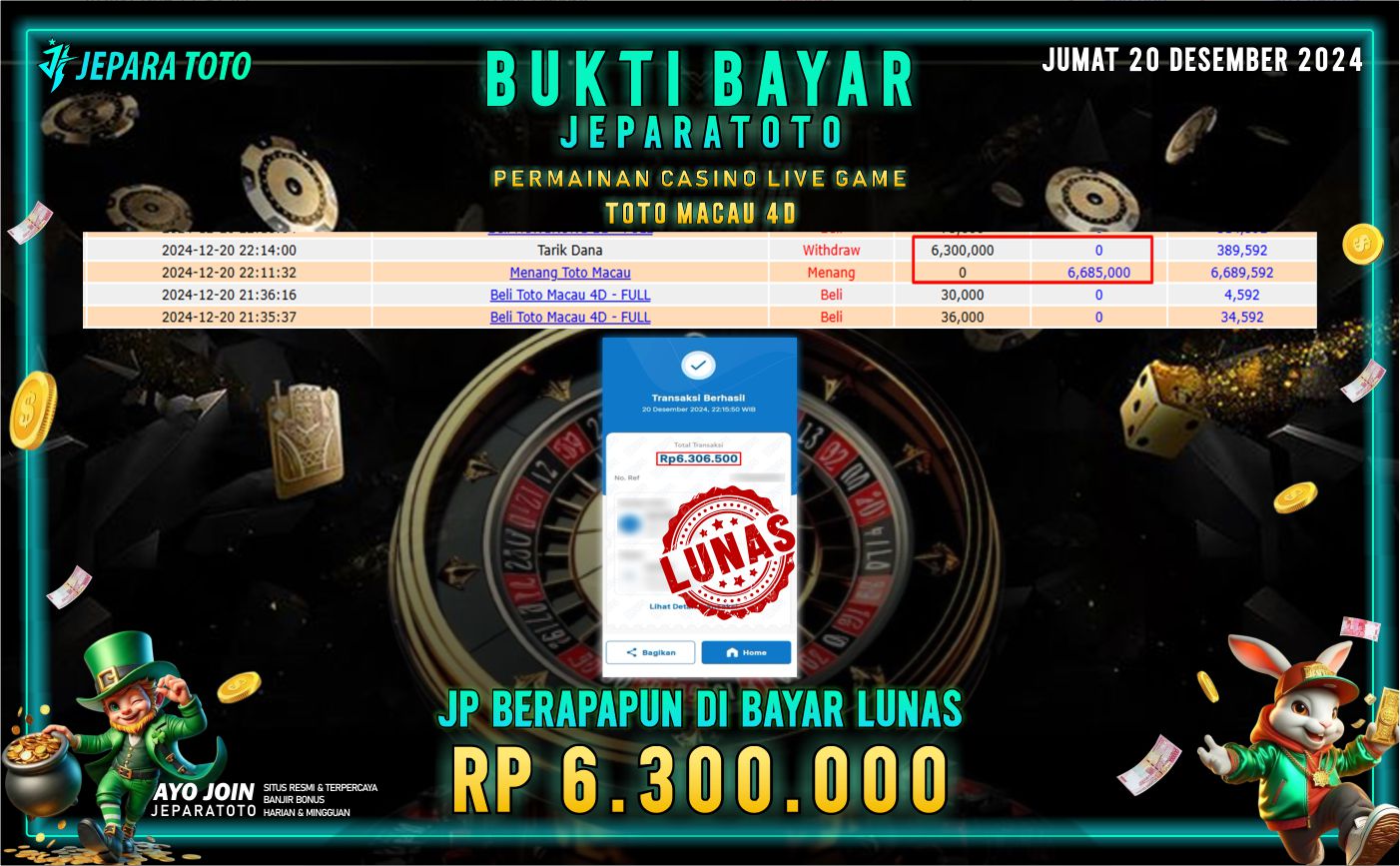 BUKTI KEMENANGAN CASINO LIVE GAME TOTO MACAU 4D MEMBER JEPARATOTO